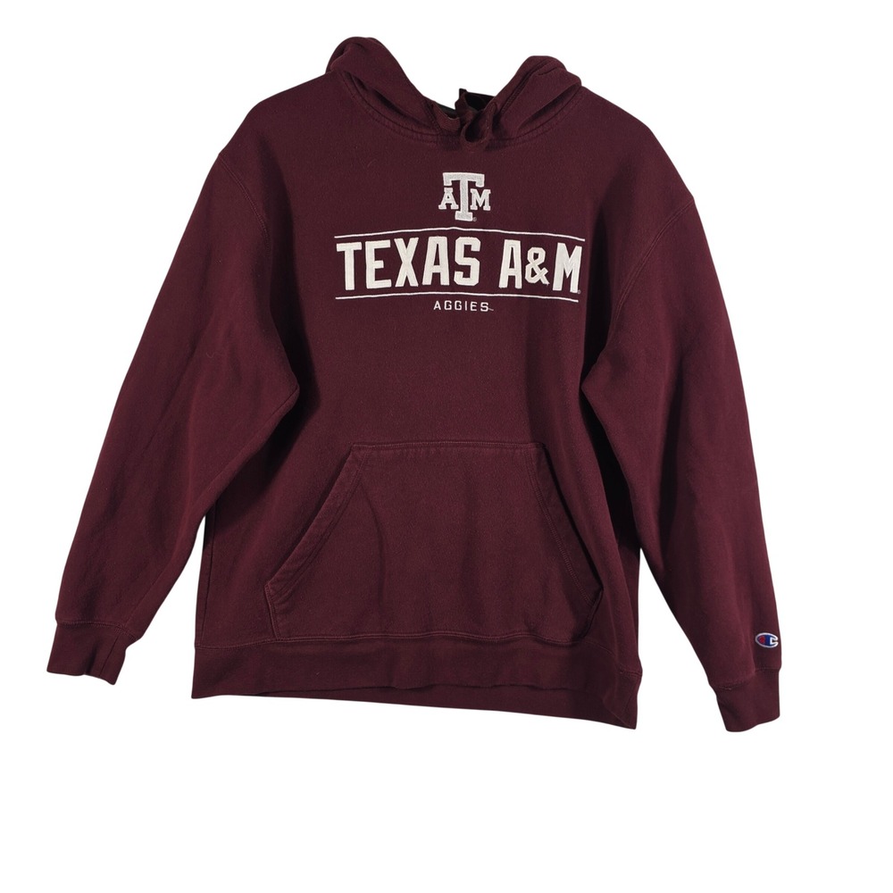 Champion Texas A&M Aggies Mens Large Maroon Graphic Pullover Lined Hoodie